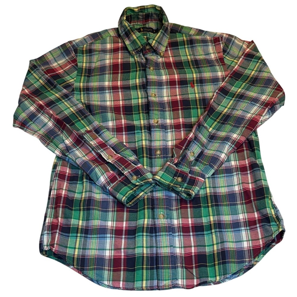 Ralph Lauren Button Down Shirt Boys Size S Multi Color Plaid Long Sleeve Pony